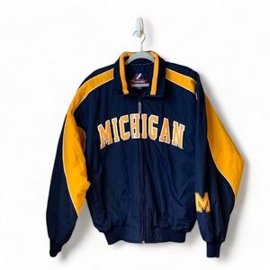 Majestic Blue and Yellow Michigan Bomber Jacket